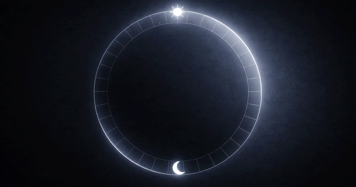 時間を区切る暦の概念を円環構造で表現した抽象的なイラスト