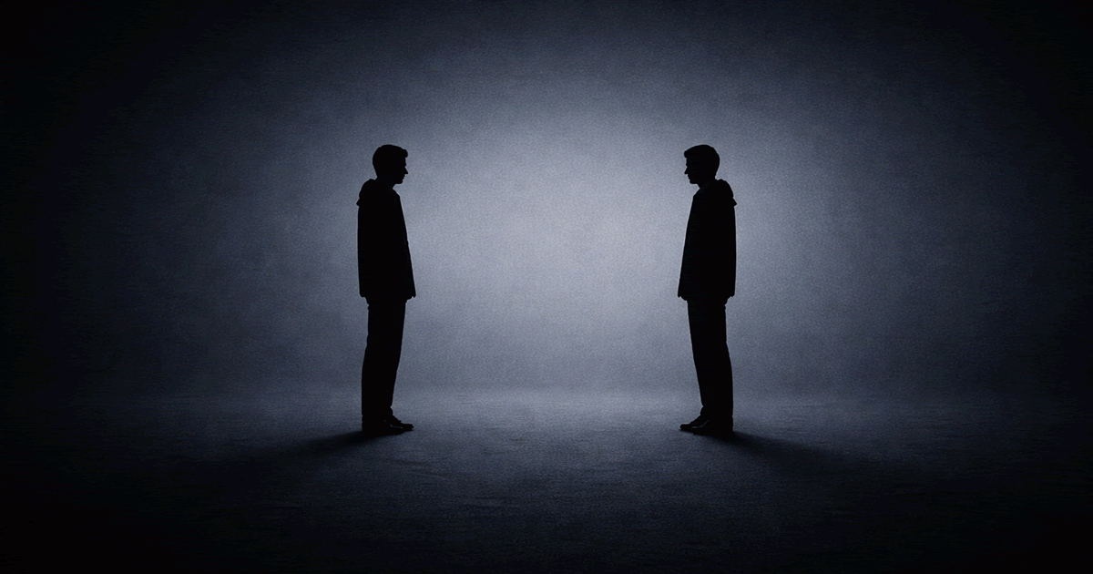 言葉のない沈黙が意味を持つ瞬間を表現した抽象的なイラスト