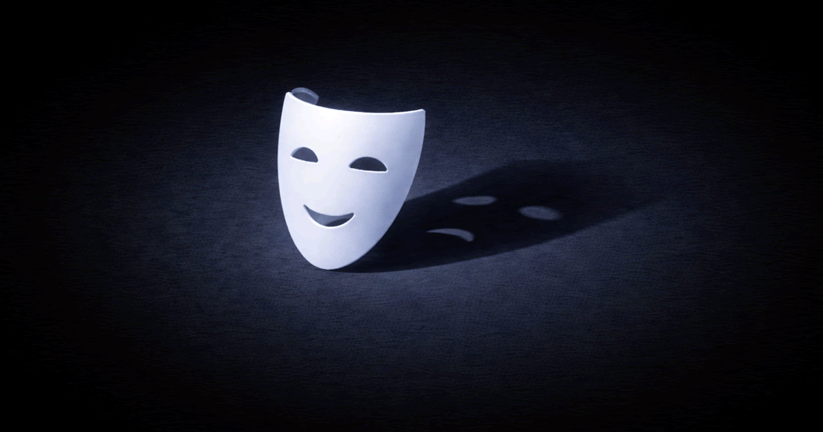 影がもう一人の自分として感じられる心理を表現した抽象的なイメージ