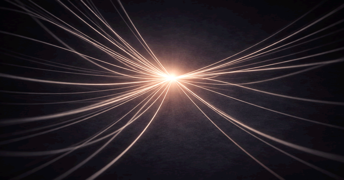 複雑な線が一点に集まる陰謀構造を象徴する抽象イメージ