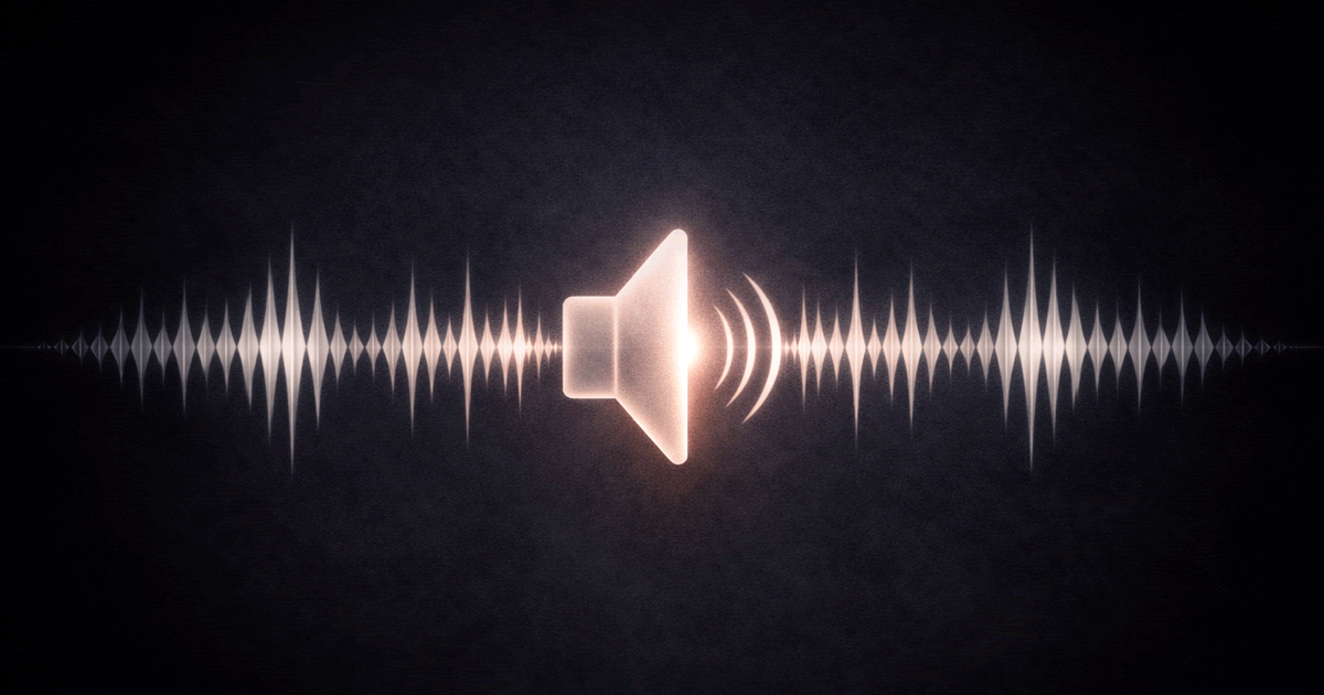 中央のスピーカーから鋭い波が広がる極端意見の増幅を象徴する抽象イメージ