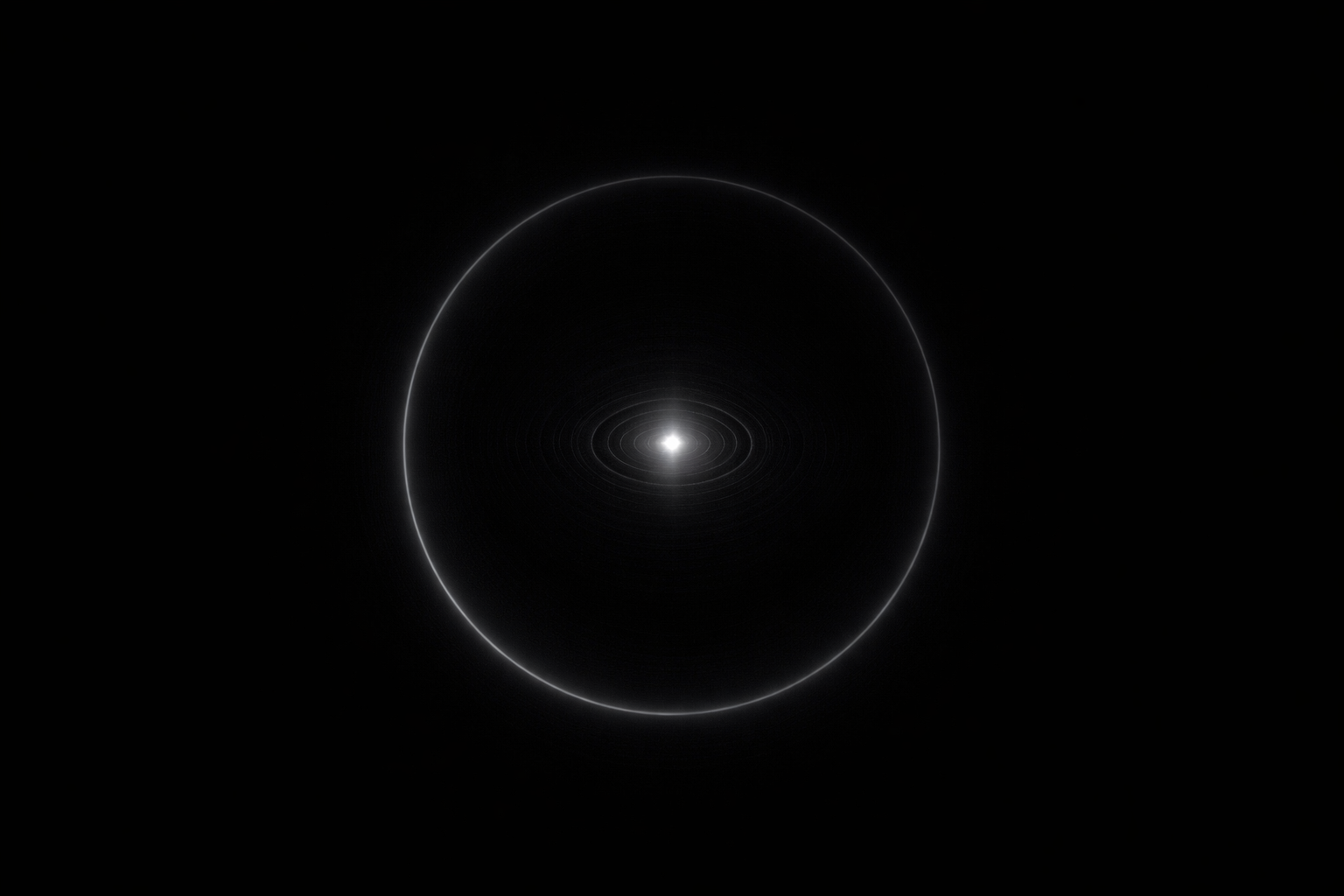 暗闇の中で中心から波紋が広がる抽象的な円のイラスト